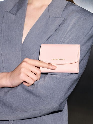 Briony Curved Flap Wallet, Light Pink, hi-res