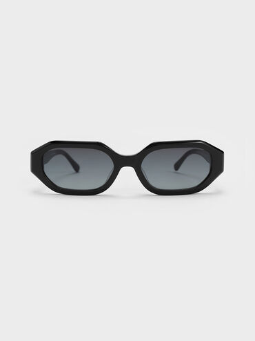 Sunglasses: Oval Sunglasses, acetate & diamanté — Fashion
