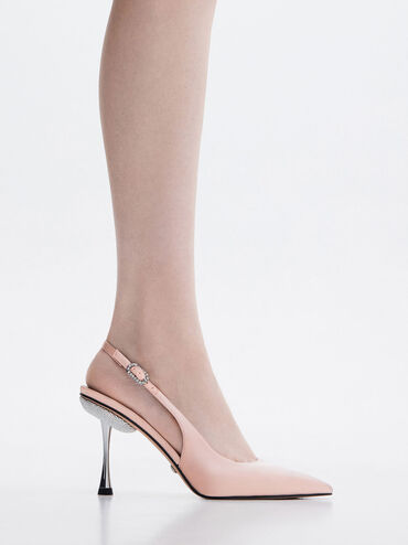 Demi Recycled Polyester Slingback Pumps, Nude, hi-res