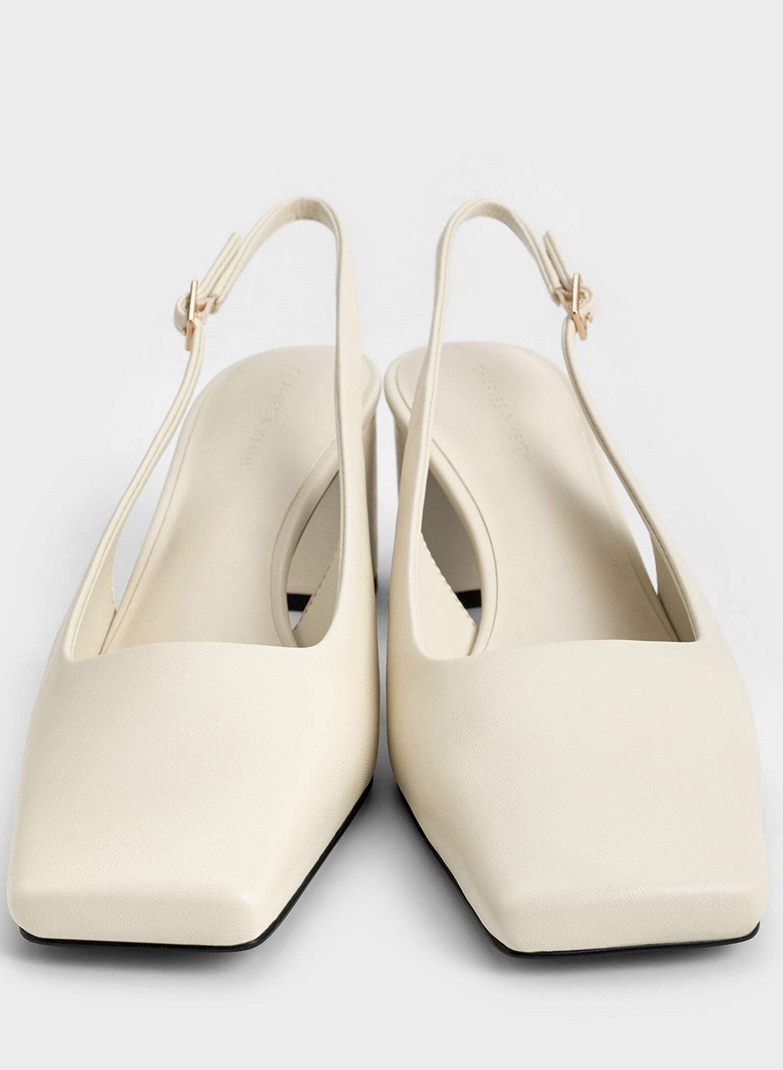 Square-Toe Slingback Pumps, Chalk, hi-res