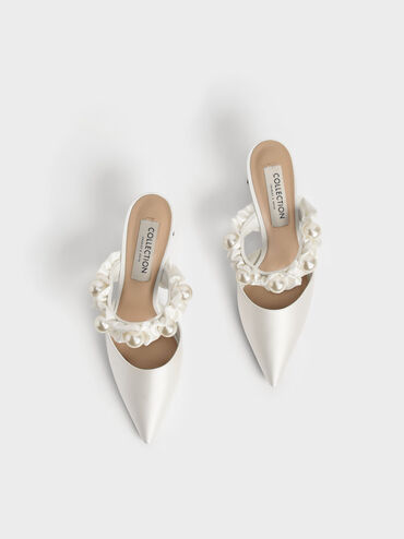 Tacones Blythe de satín con adornos de cuentas, Blanco, hi-res