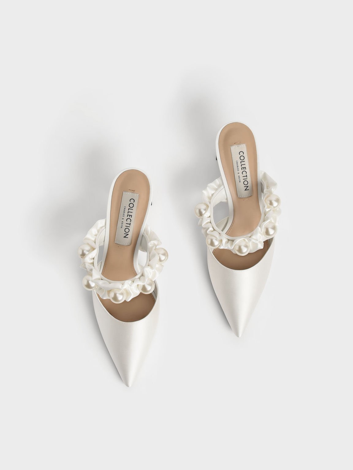 The Bridal Collection: Blythe Bead Embellished Satin Pumps, White, hi-res