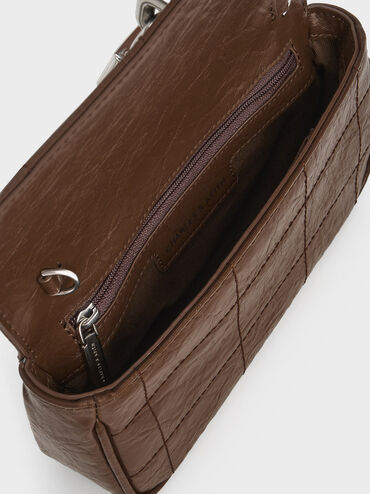 Suki Padlock Crossbody Bag, Dark Brown, hi-res