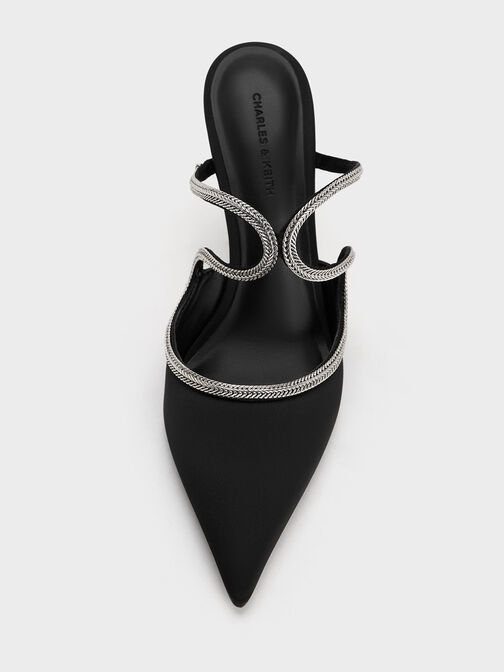 水晶造型帶尖頭穆勒細跟鞋, 黑色特別款, hi-res