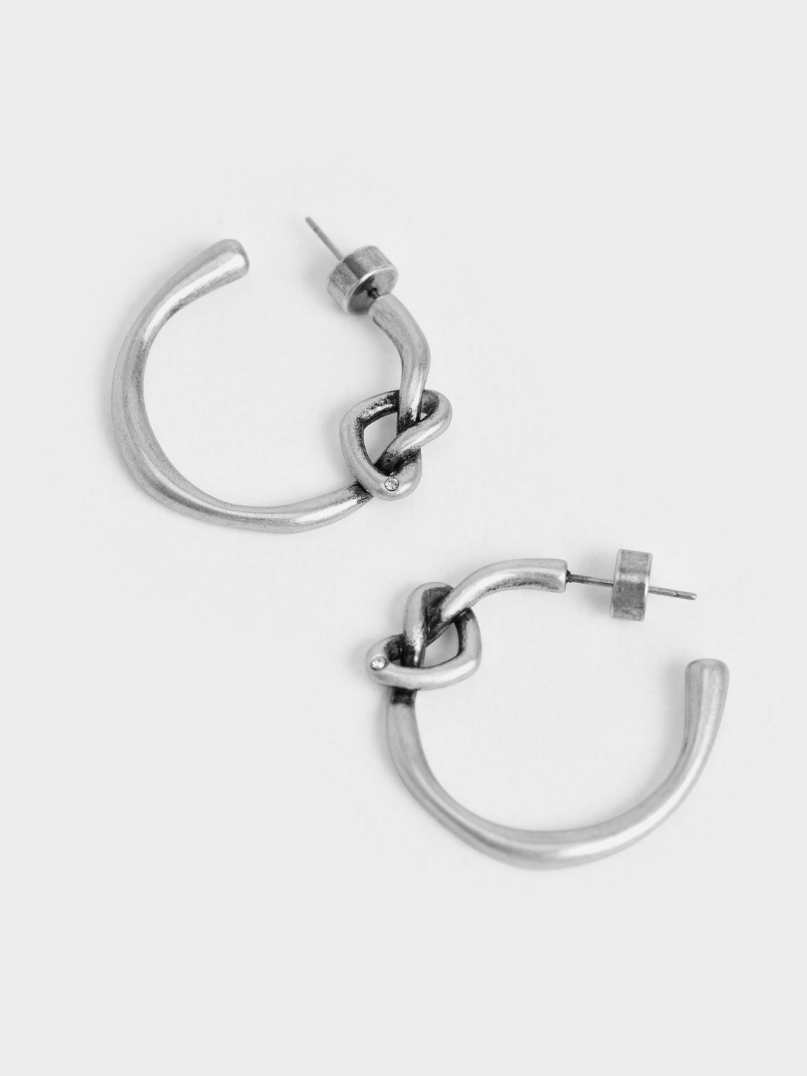 施華洛世奇® 水晶心型耳環, 銀色, hi-res