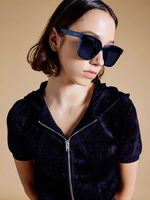 Brea Foldable Sunglasses, Blue, hi-res
