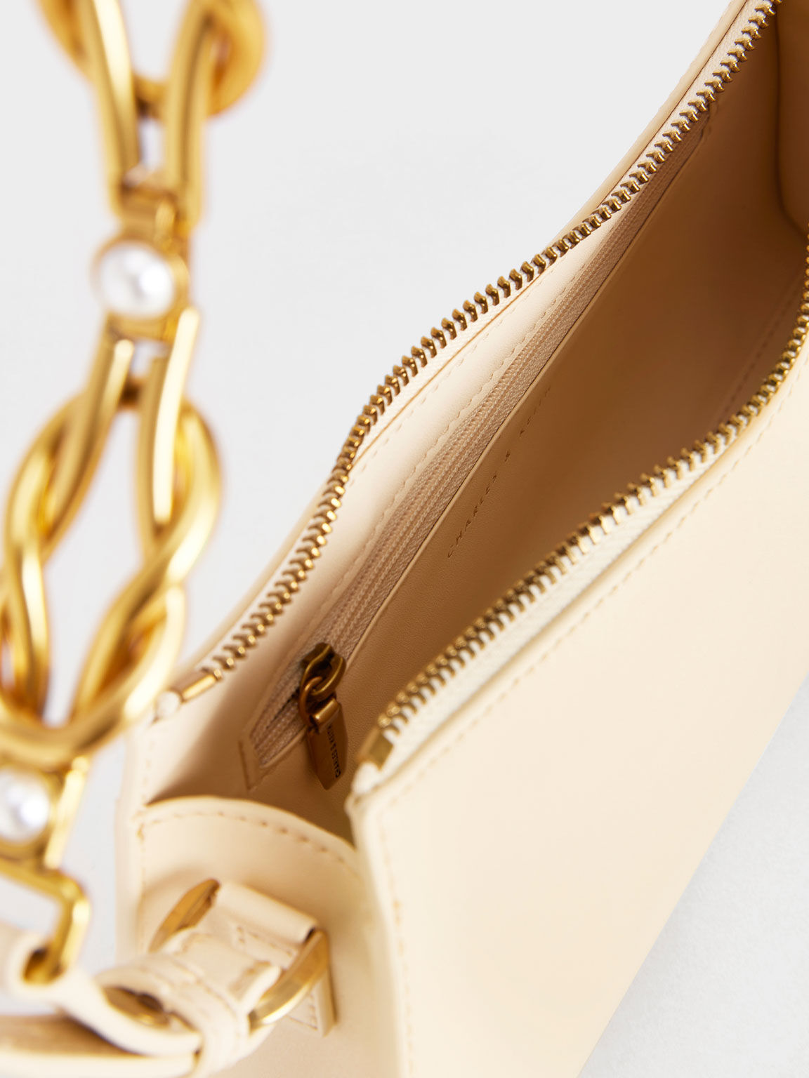 Metallic Accent Strap Trapeze Bag Chalk
