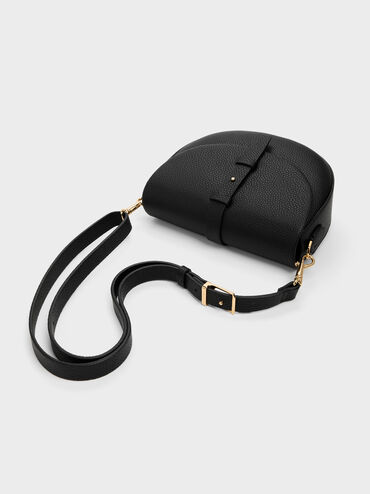 Beryl Belted Saddle Bag, Black, hi-res