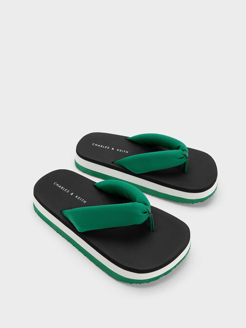 Tana Puffy Thong Sandals, Green, hi-res