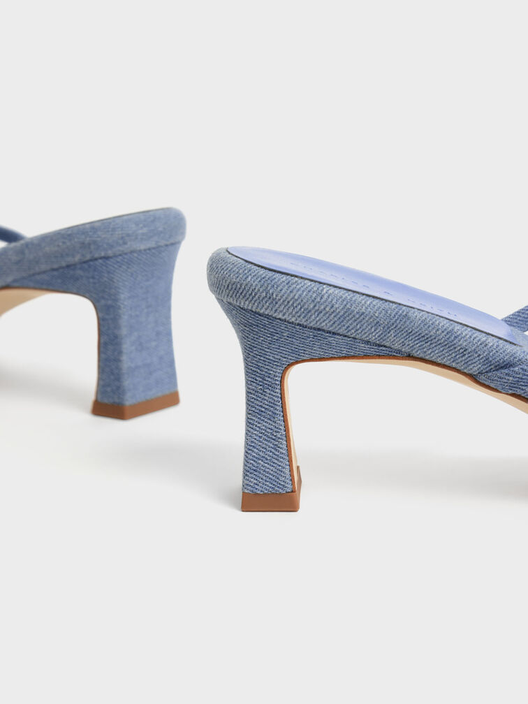Sandalias vaqueras con tiras y tac�n, Azul, hi-res