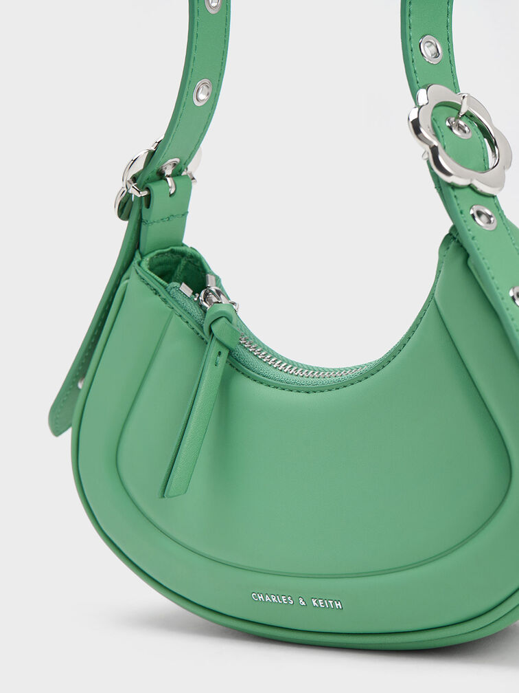 Petra Curved Shoulder Bag, Green, hi-res