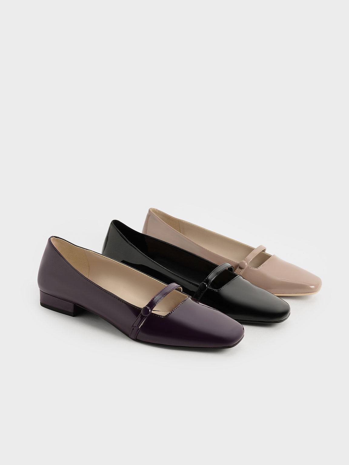 Patent Mary Jane Ballerina Pumps, Nude, hi-res
