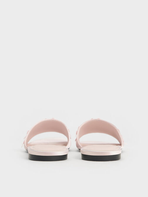 Satin Bow Slide Sandals, Blush, hi-res
