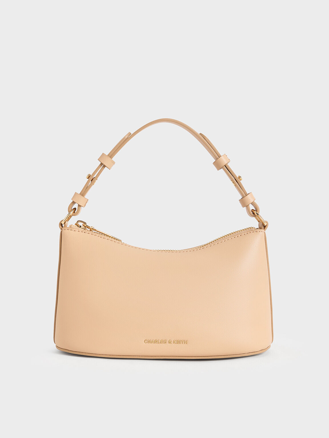 Charles Keith Robyn Elongated Chain Handle Bag Beige S