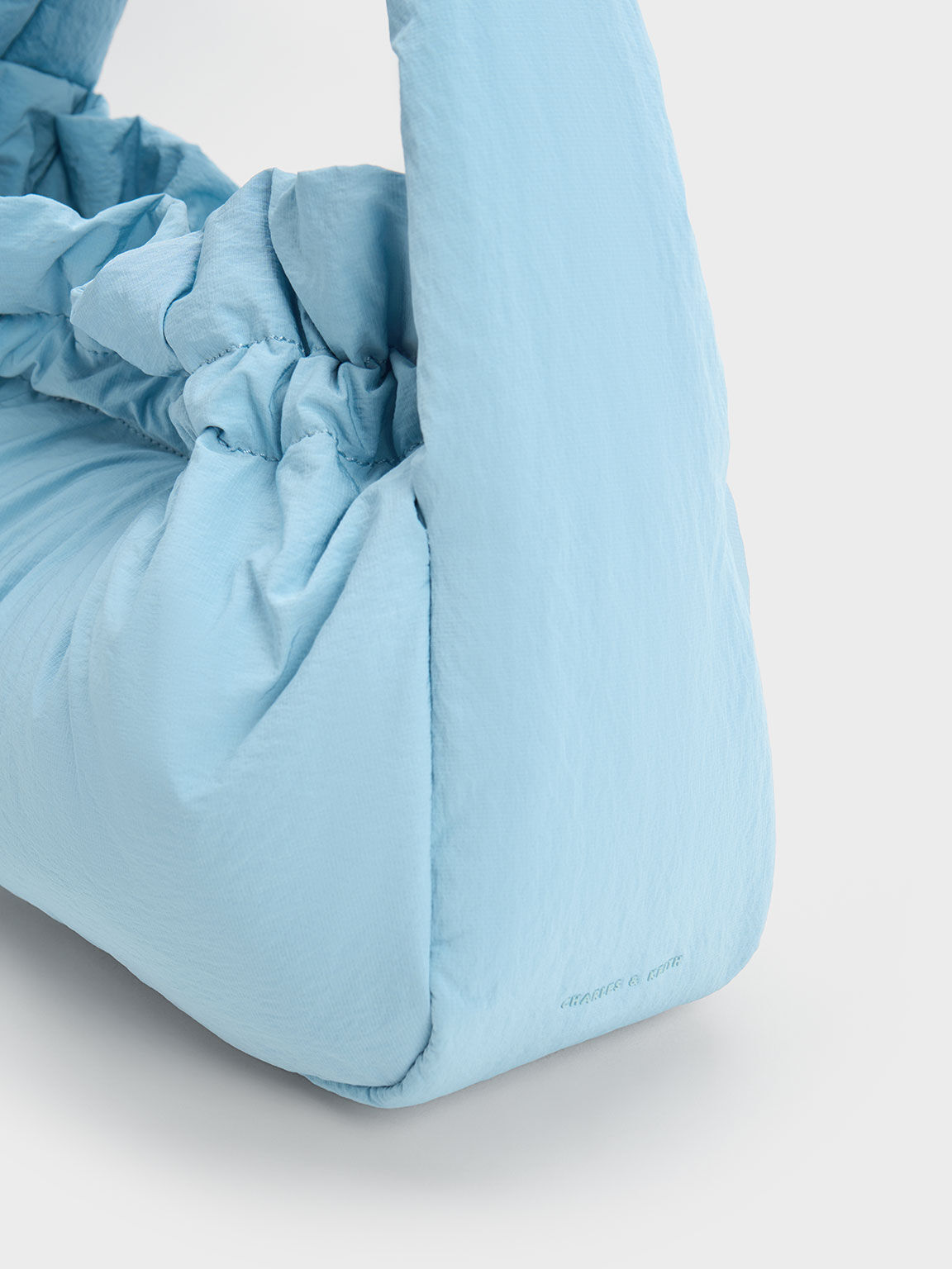 Ruched Hobo Bag, Light Blue, hi-res