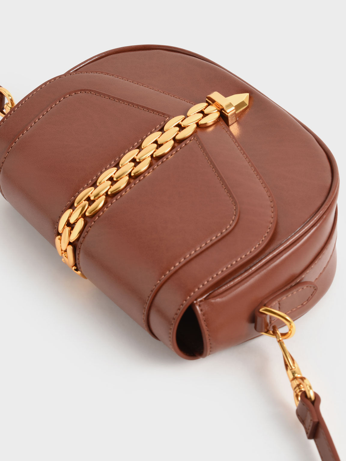 Isana Chain-Accent Crossbody Bag, Chocolate, hi-res