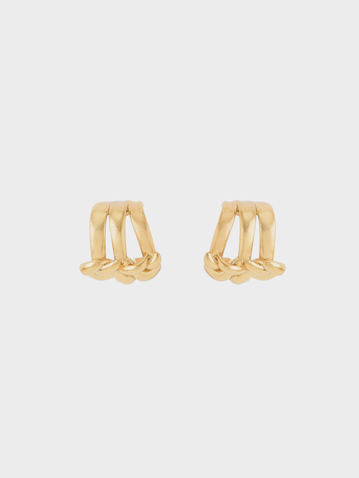 Sculptural Stud Earrings, Brush Gold, hi-res