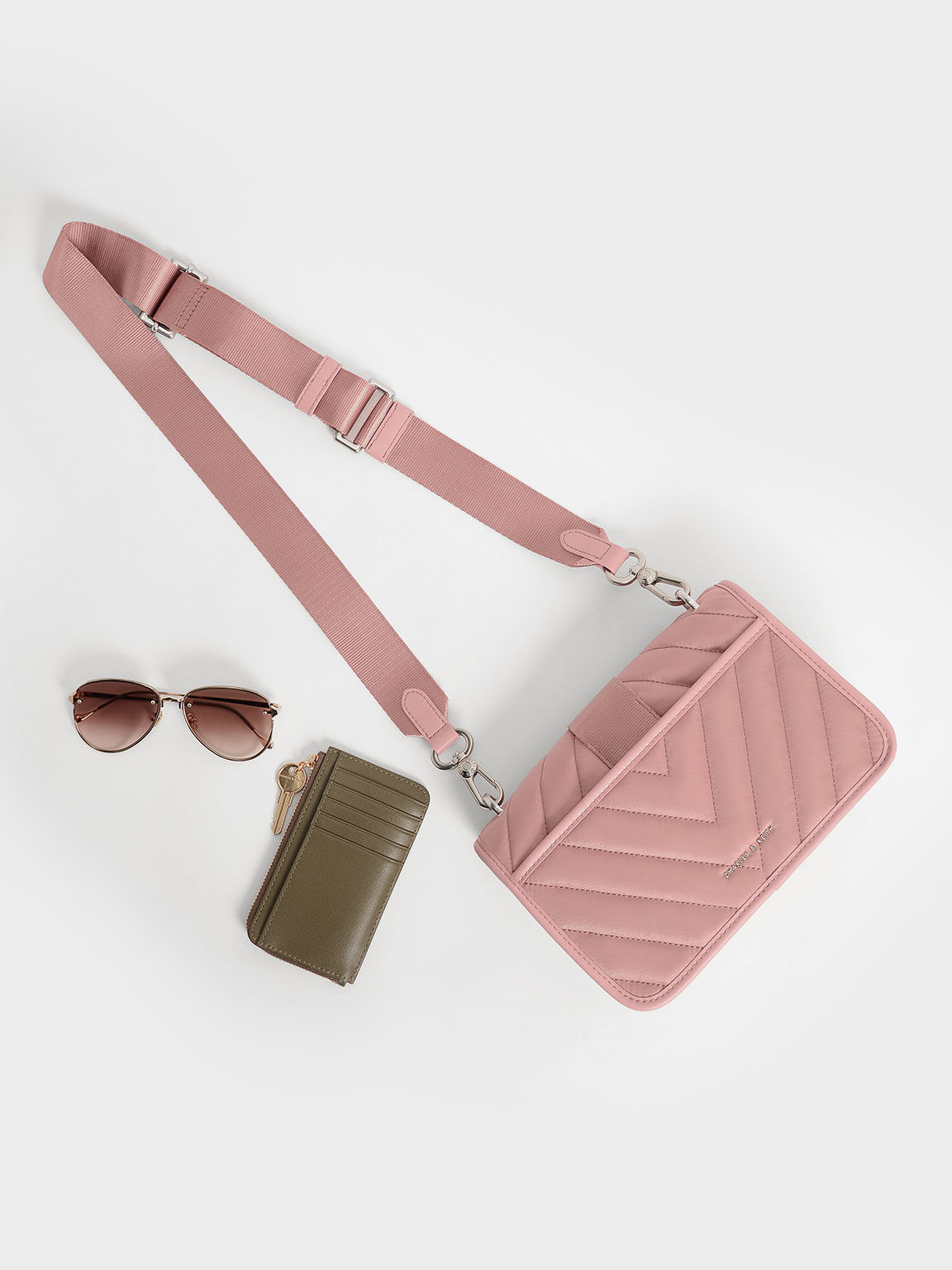 Sonia Recycled Nylon Padded Bag, Pink, hi-res