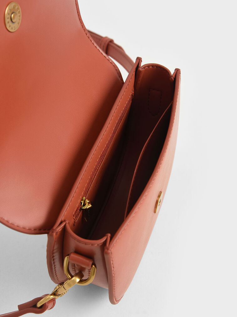 Mini Gabine Two-Tone Saddle Bag​, Brick, hi-res