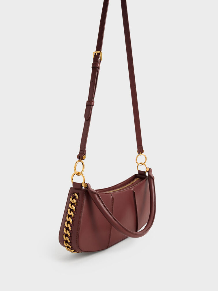 Arlys Curved Shoulder Bag, Chocolate, hi-res