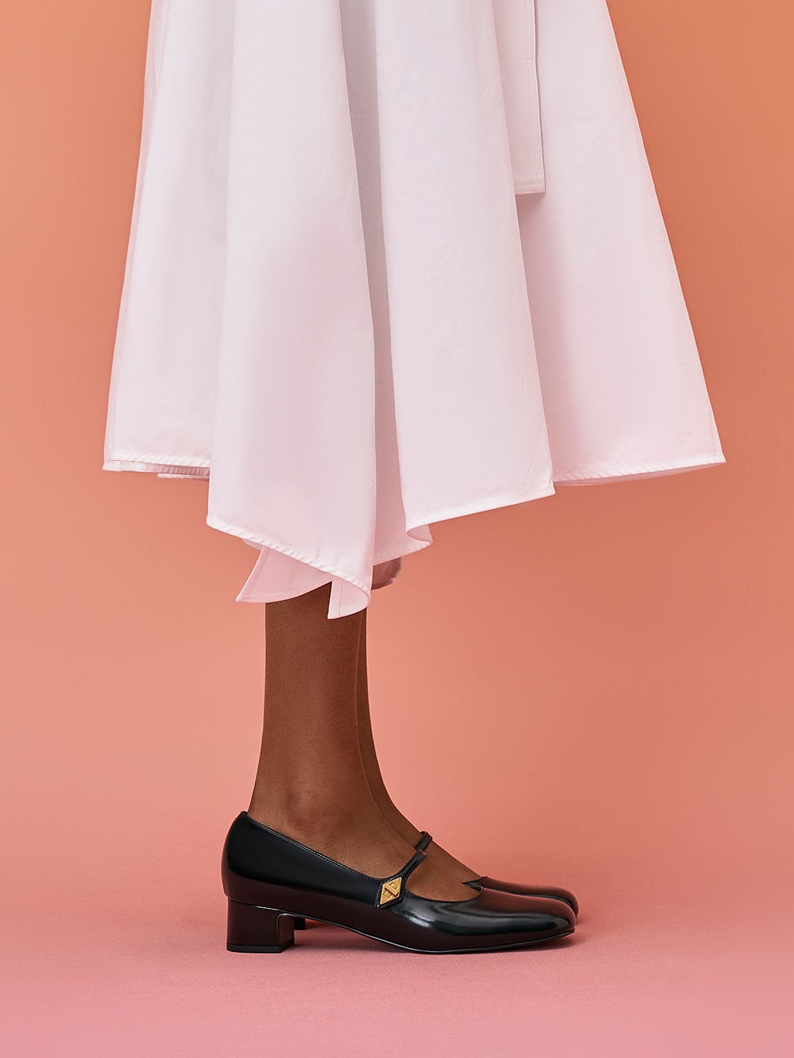 菱釦古典瑪莉珍鞋, 黑色, hi-res