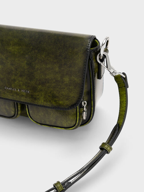 Green Pu Leather Charles Keith Latest Handy Sling Bag, For Office