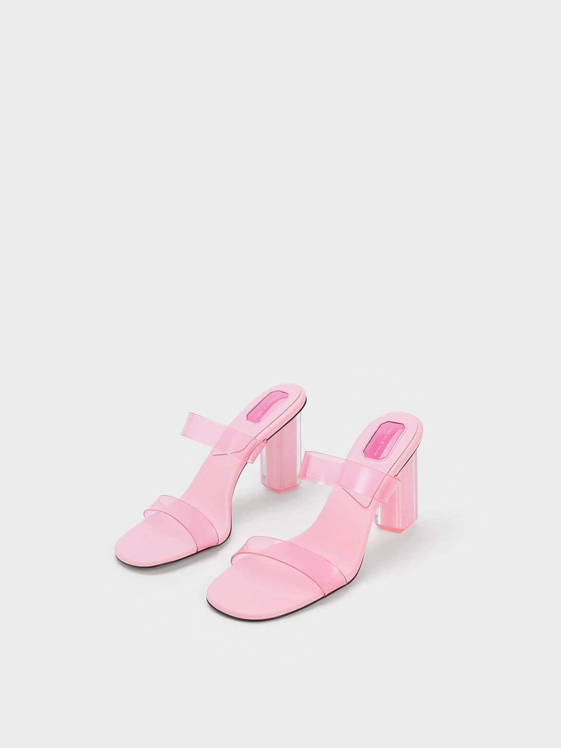 Fia 果凍雙帶高跟拖鞋, 淺粉色, hi-res