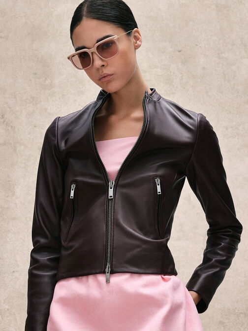 Aura Recycled Acetate Rectangular Sunglasses, Pink, hi-res