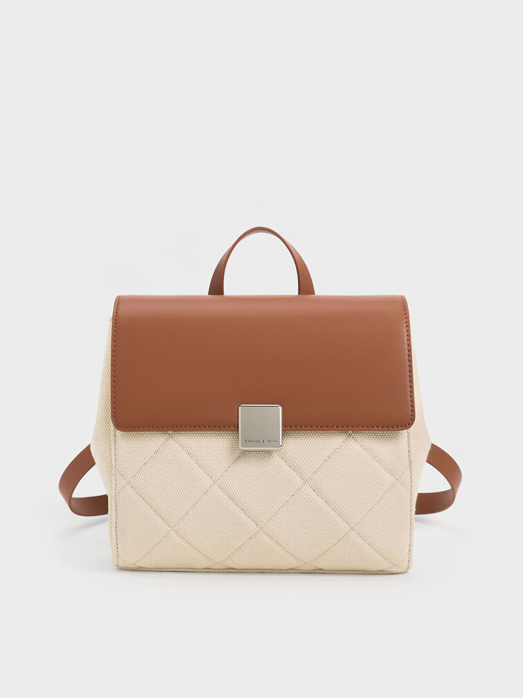 Lucy Quilted Backpack, Tan, hi-res