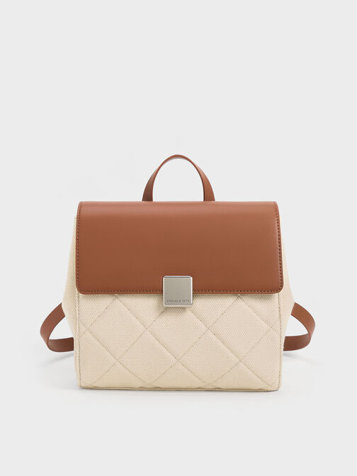 Lucy Quilted Backpack, Tan, hi-res