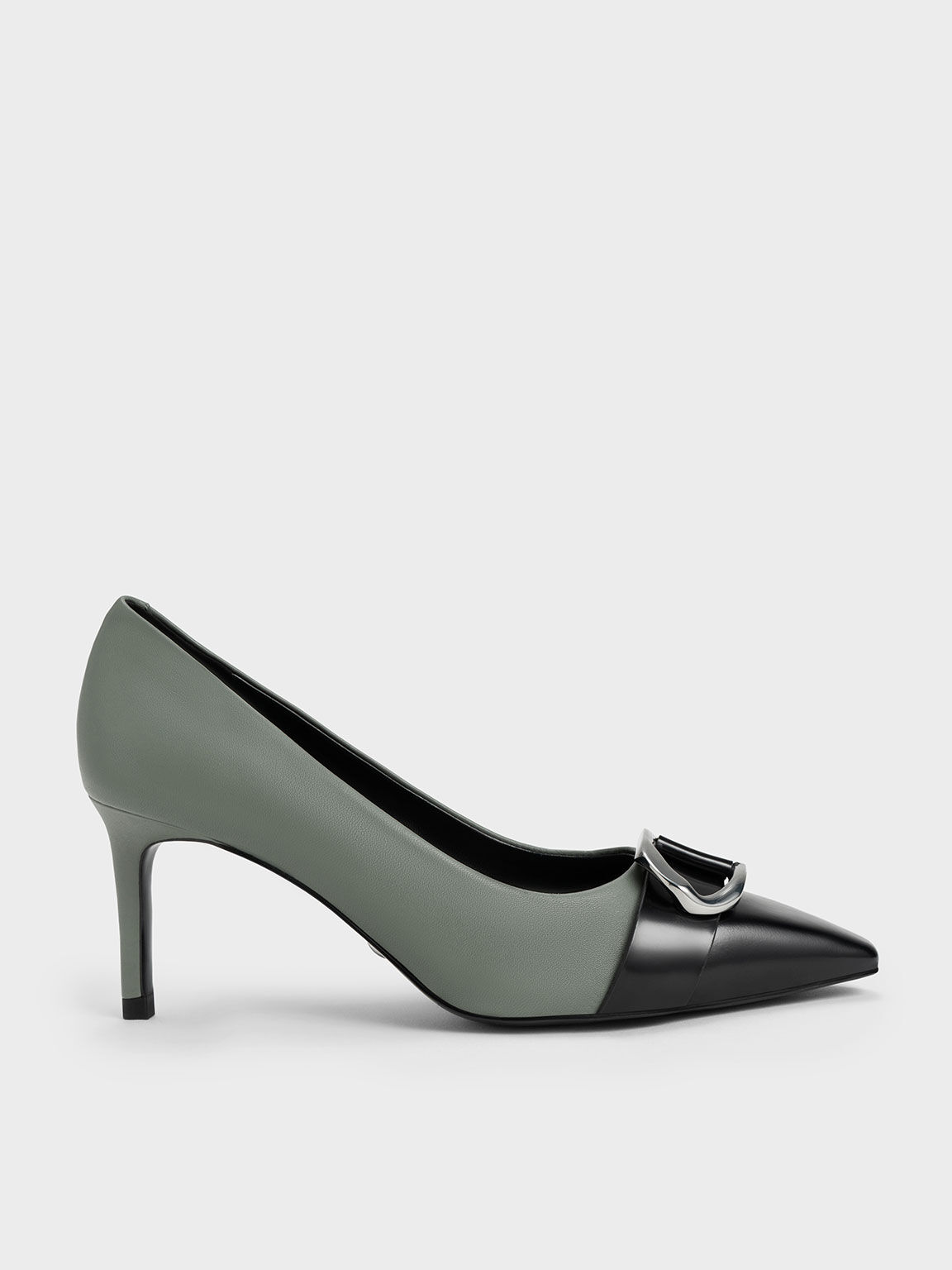 Gabine Leather Toe-Cap Pumps, Sage Green, hi-res