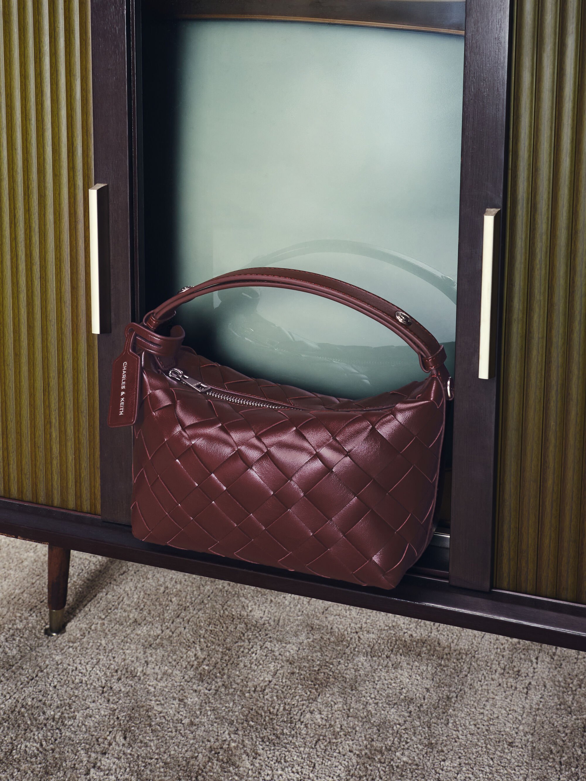 Wineberry Red Ivette Woven Shoulder Bag - Wineberry Red - Bags