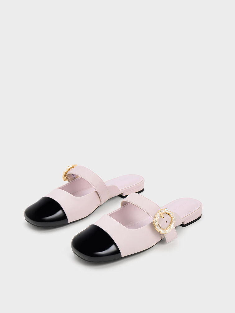 Patent Pearl Buckle Mary Jane Mules, Lilac, hi-res