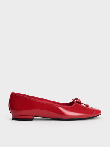 Bow Ballet Flats, Red, hi-res