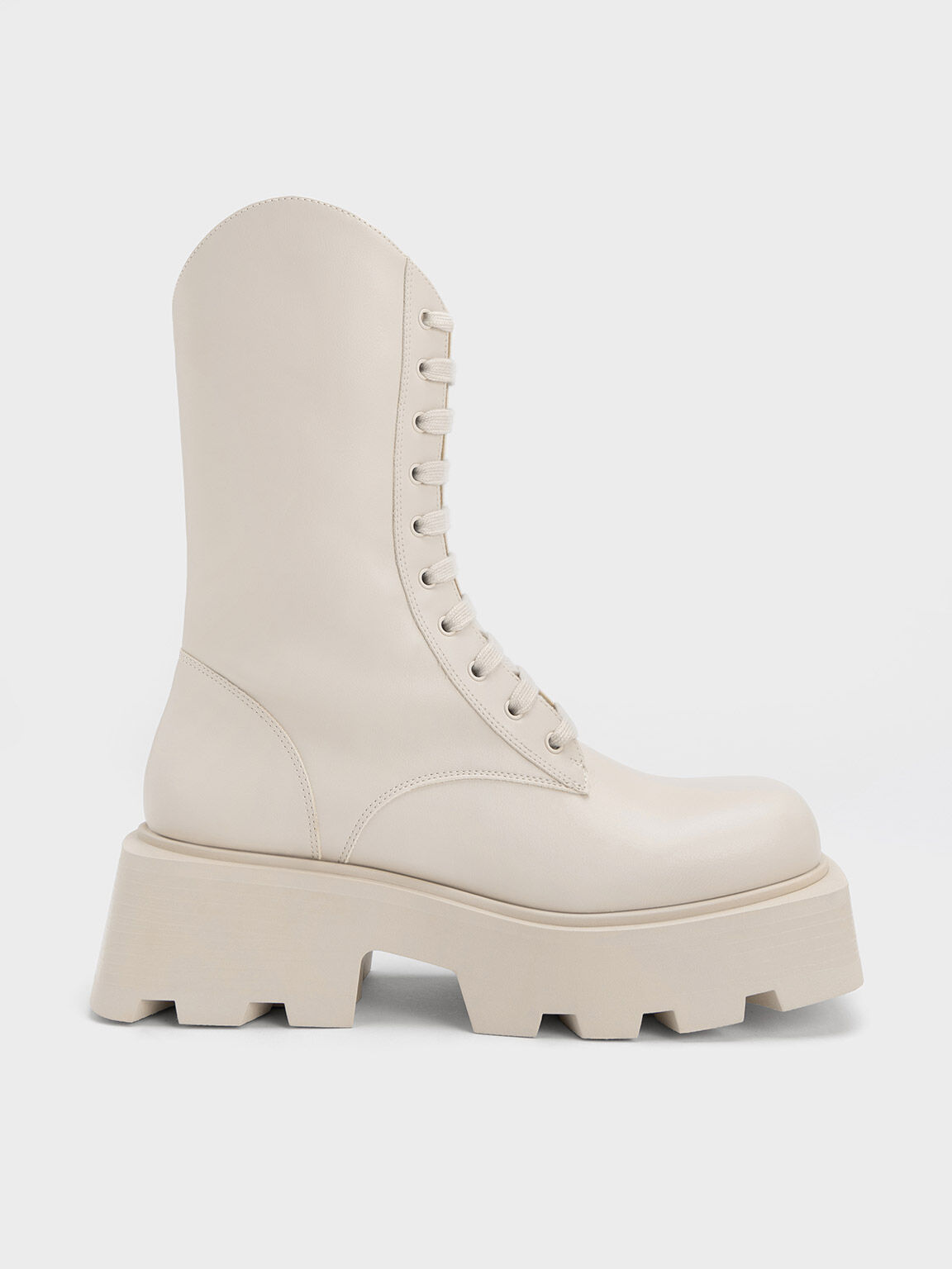 Chalk Sabra Lace Up Ankle Boots CHARLES KEITH KR