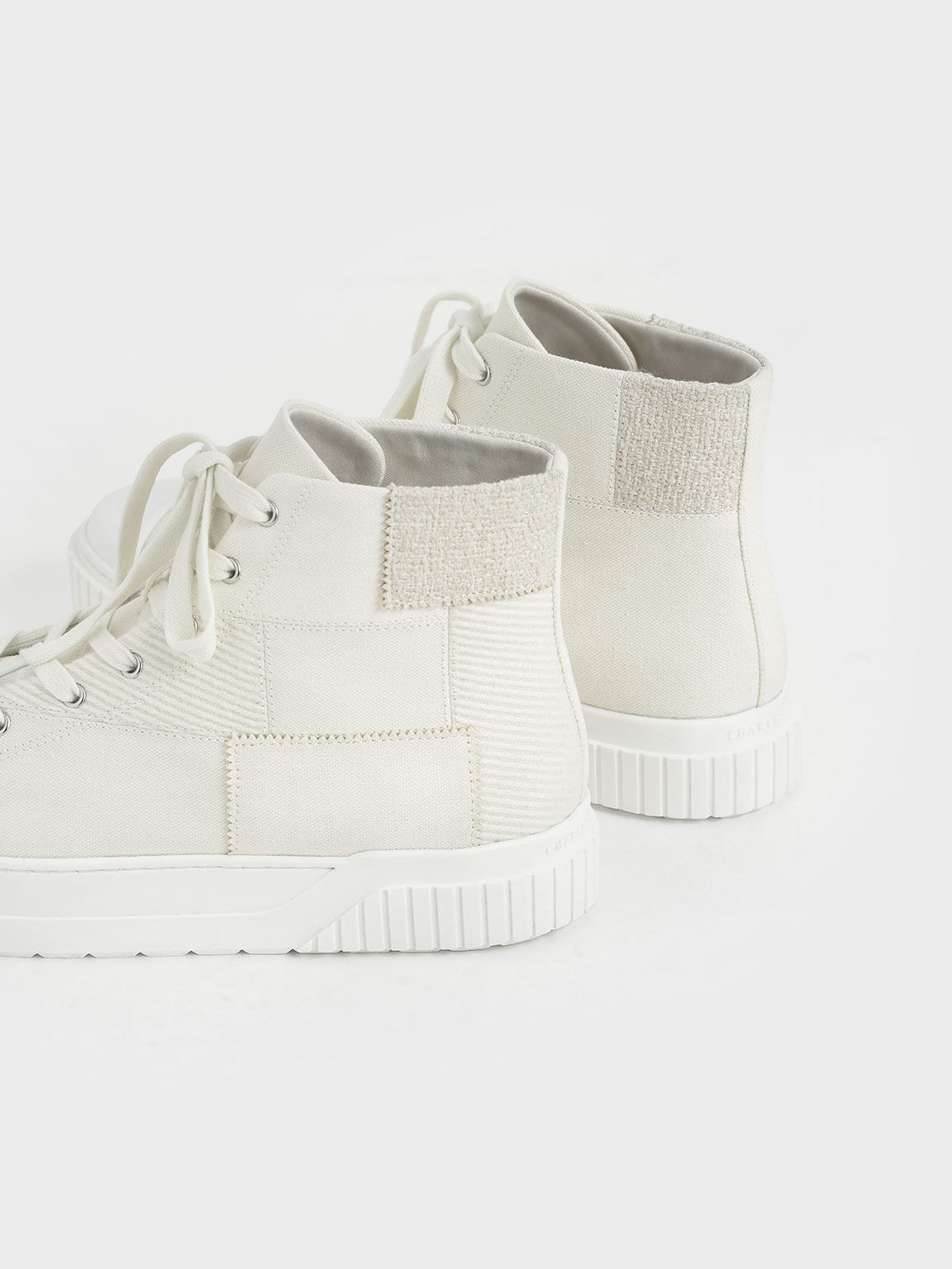 Woven Fabric High Top Sneakers, Chalk, hi-res