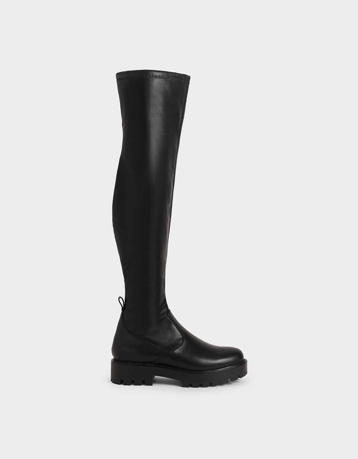 black thigh high platform boots