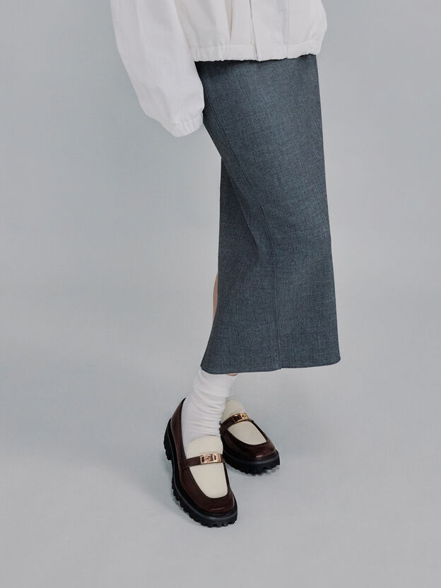 Mocasines de plataforma de lona bicolor con detalles met&aacute;licos Lando, Multicolor, hi-res