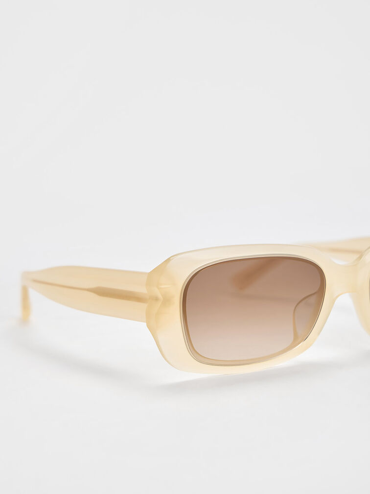 Recycled Acetate Angular Sunglasses, Butter, hi-res