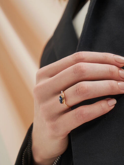 Swarovski® Crystal Geometric Ring, Gold, hi-res