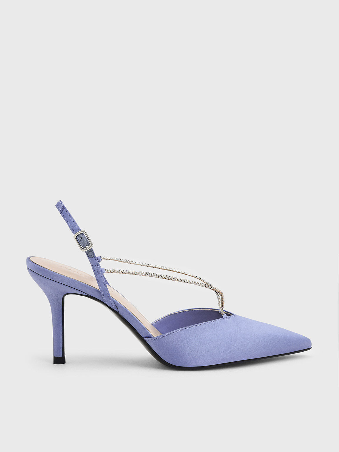 環保材質：Adel 寶石鍊尖頭跟鞋, 藍色, hi-res