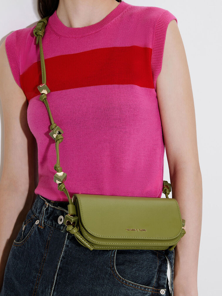 Cube Knotted Elongated Crossbody Bag, Pistachio, hi-res