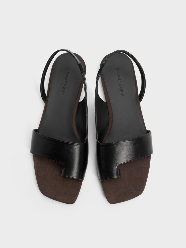 Sand&aacute;lias slingback com tira entre os dedos, Preto, hi-res