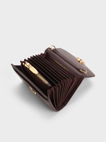 Lilibet Metallic-Accent Chain-Strap Wallet, Plum, hi-res