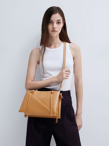 Bolso tote geométrico Midori, Camel, hi-res