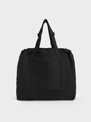 Bolso tote reversible Terra de nylon, Noir, hi-res