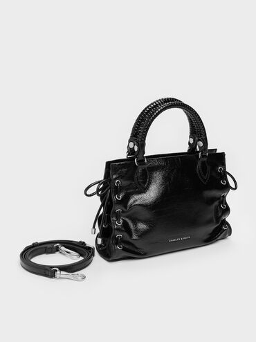 Mini Nylah Grommet Lace-Up Tote Bag, Noir, hi-res
