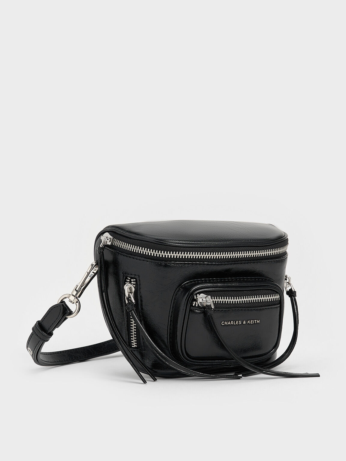 Noir Xylia Multi Zip Crossbody Bag CHARLES KEITH US