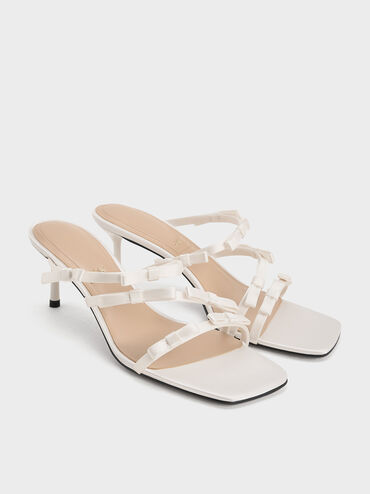 Sandalias de tacón Jessy de poliéster reciclado con lazo, Blanco, hi-res