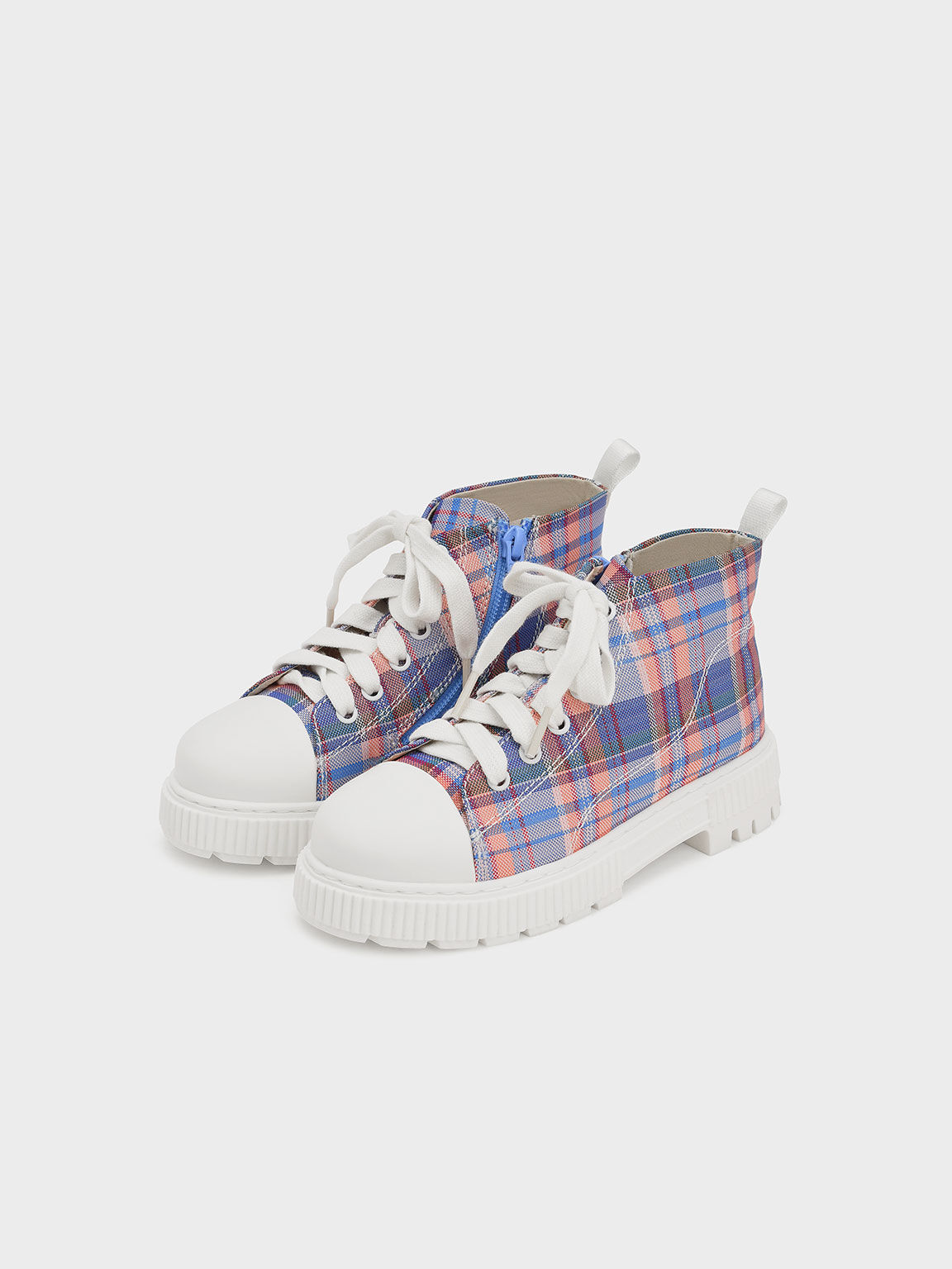 Girls' Check-Print High-Top Sneaker Boots, Multi, hi-res